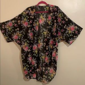 Floral short sleeve, open,  light weight cardigan